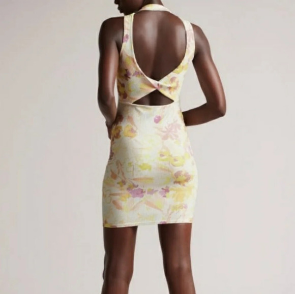 Ted Baker Effi Cut out Twist Back Bodycon Floral Spring Summer Dress Sz 12 - Picture 3 of 13